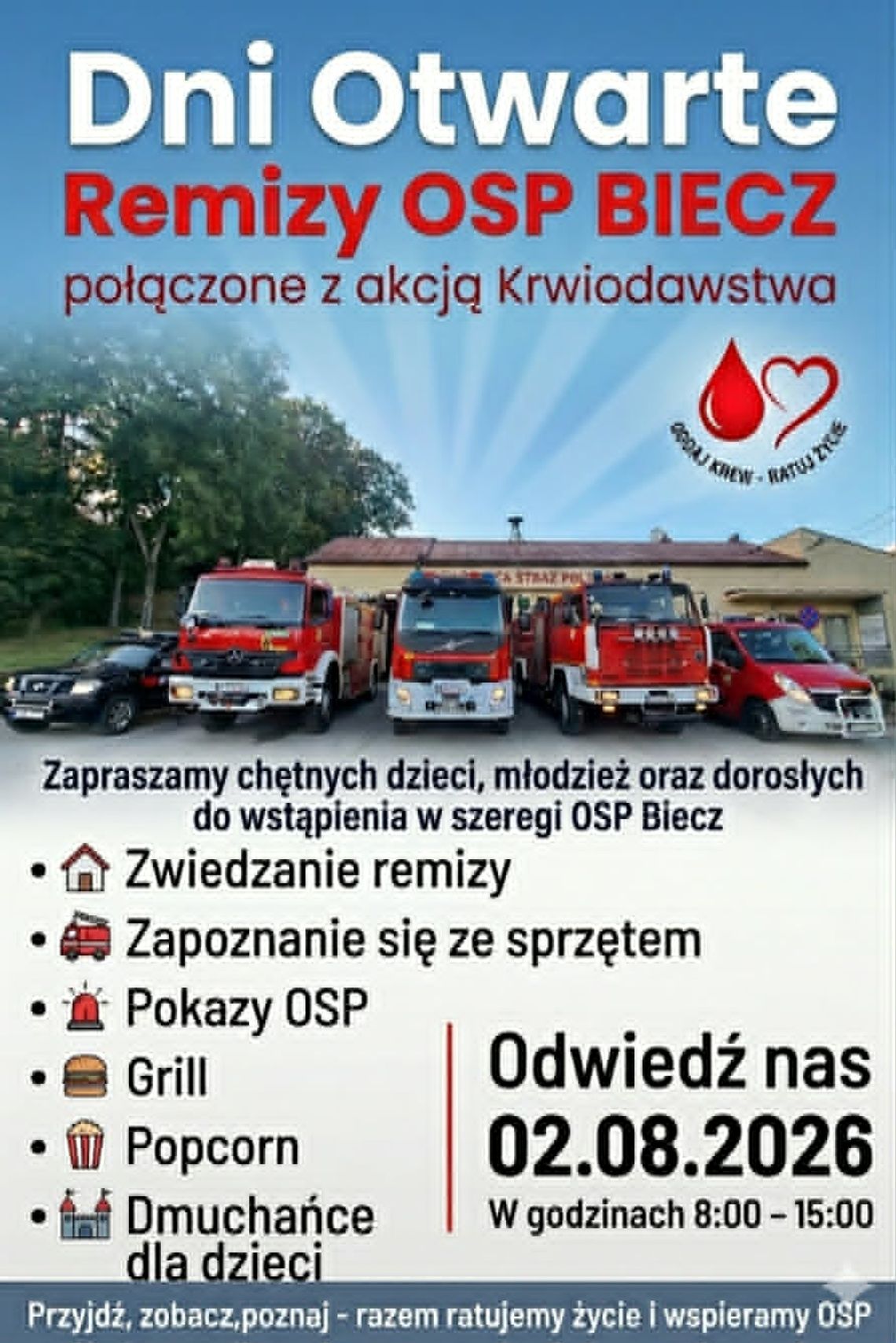 Dni Otwarte OSP Biecz | zapowiedzi wydarzeń - halogorlice.info Zdjęcie przedstawia plakat zapowiadający wydarzenie - Dni Otwarte OSP Biecz