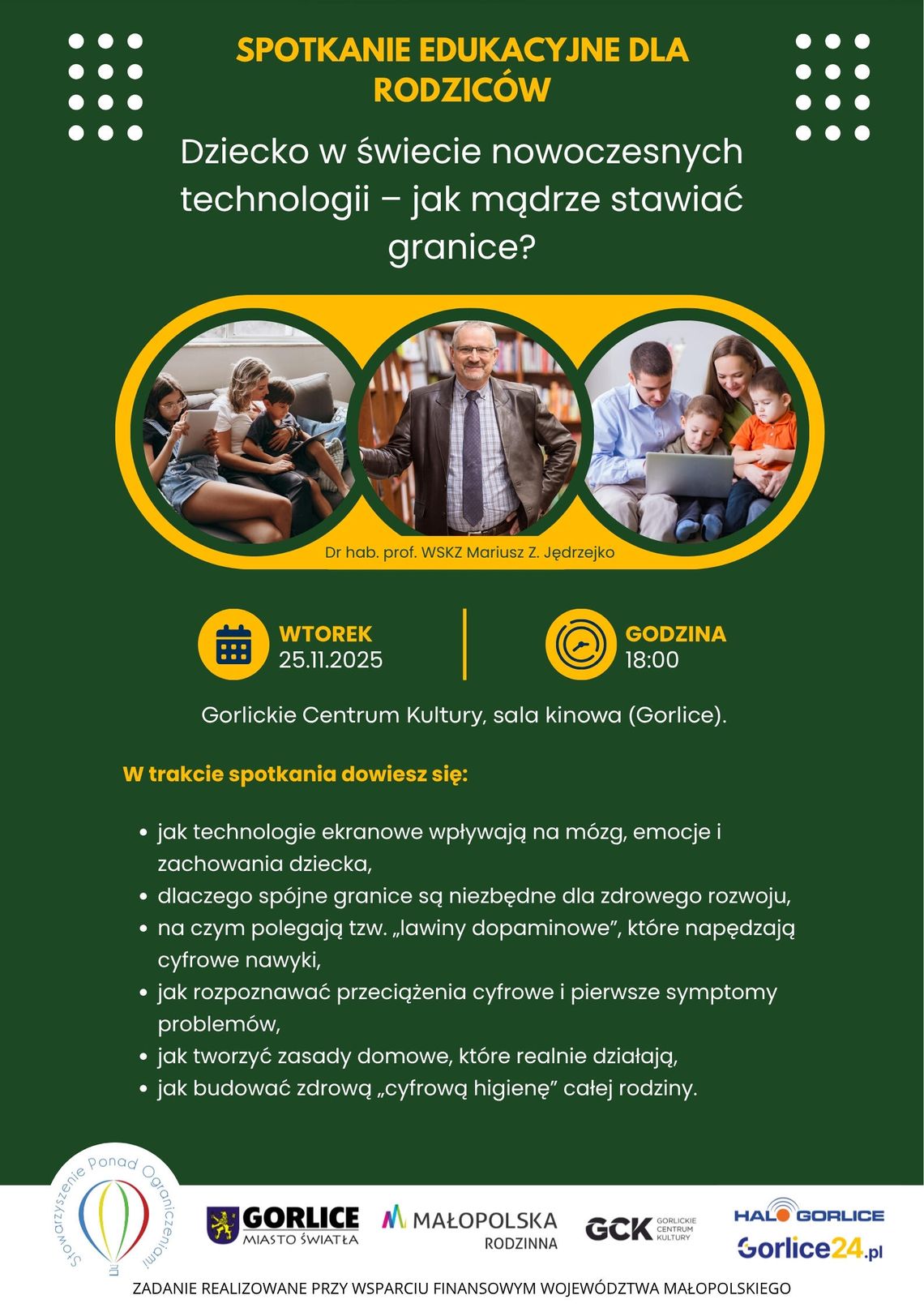 plakat zapowiadający wydarzenie - dziecko w świecie nowoczesnych technologii – jak mądrze stawiać granice?