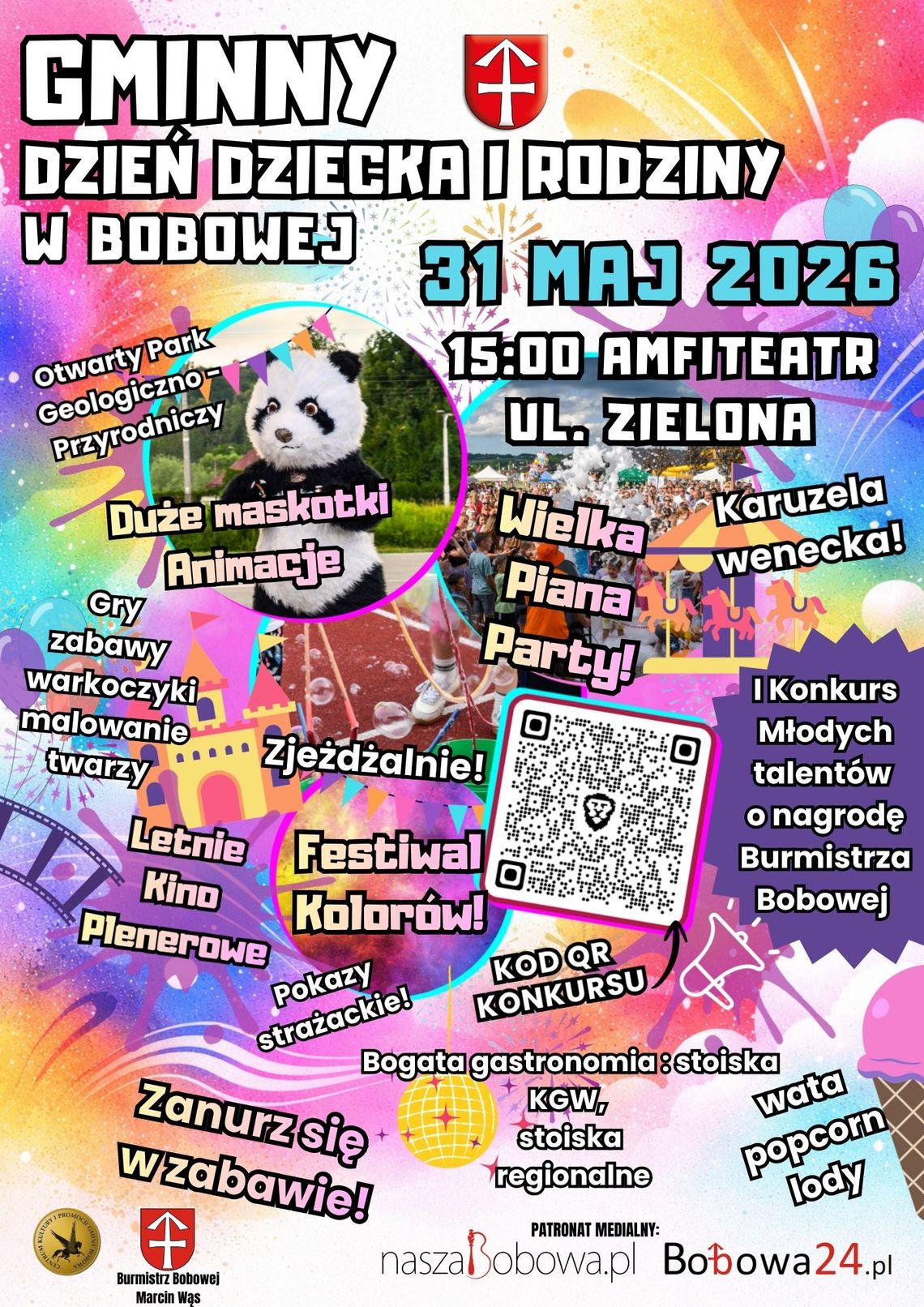 Dzień Dziecka i Rodziny w Bobowej | zapowiedzi wydarzeń - halogorlice.info zdjęcie przedstawia plakat promujacy wydarzenie - Dzień Dziecka i Rodziny w Bobowej
