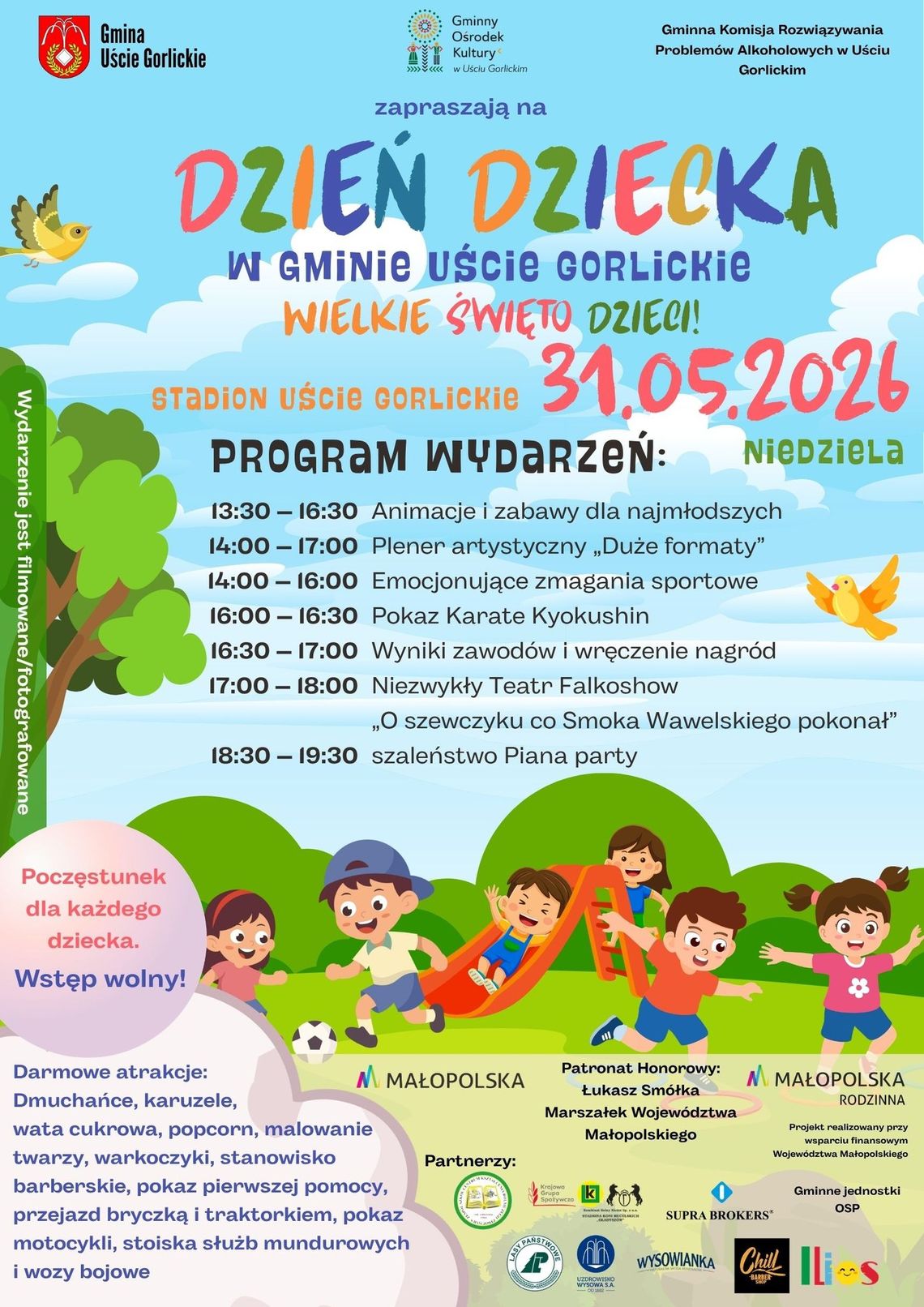 Dzień dziecka w gminie Uście Gorlickie | zapowiedzi wydarzeń - halogorlice.info zdjęcie przedstawia plakat promujący wydarzenie - Dzień dziecka w gminie Uście Gorlickie