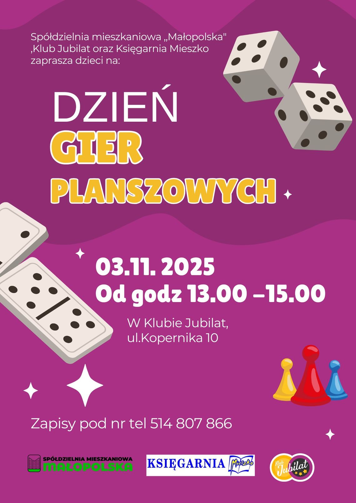 Plakat zapowiadający wydarzenie - Dzień Gier Planszowych