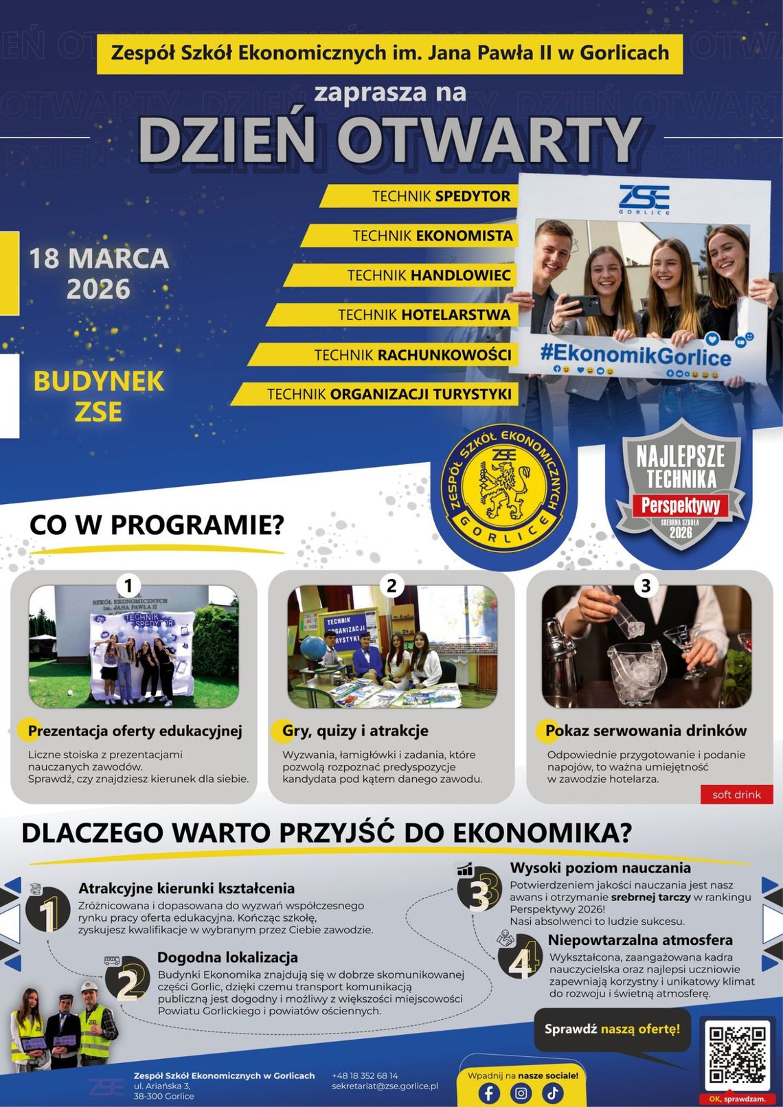 zdjęcie przedstawia plakat zapowiadający wydarzenie - Dzień Otwarty w Ekonomiku