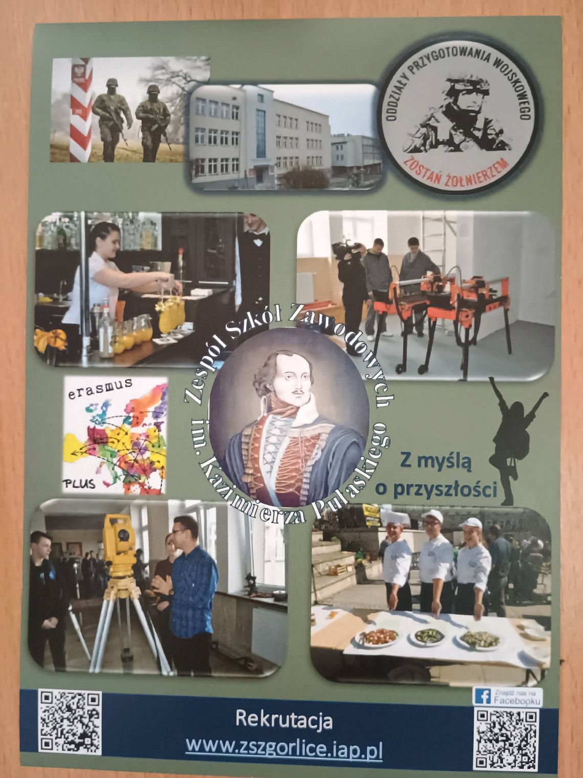 zdjęcie przedstawia plakat zapowiadający wydarzenie - Dzień Otwarty w Zespole Szkół Zawodowych im. Kazimierza Pułaskiego w Gorlicach