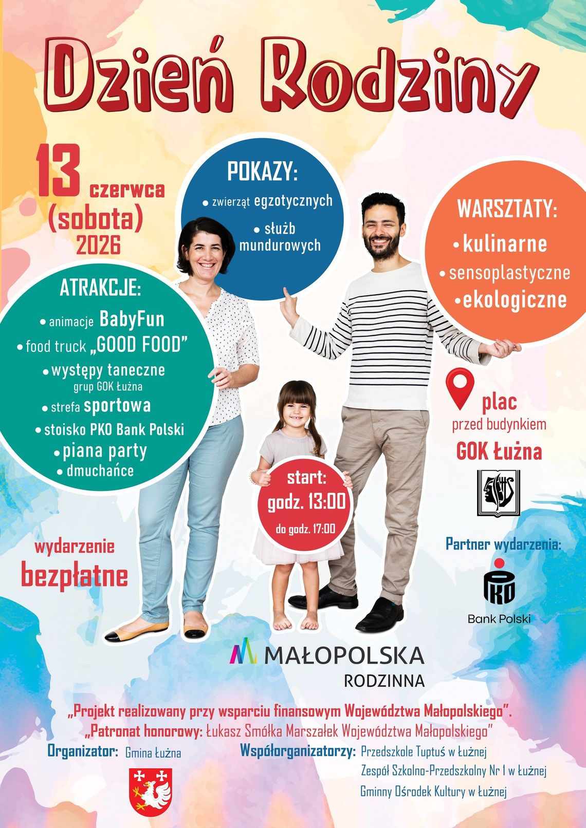 Dzień rodziny w Łużnej | zapowiedzi wydarzeń - halogorlice.info Zdjęcie przedstawia plakat zapowiadający wydarzenie - Dzień rodziny w Łużnej