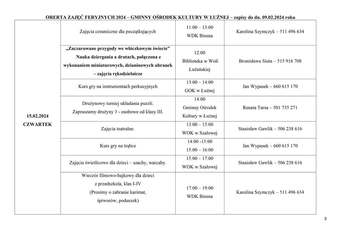 Ferie zimowe 2024 w gminie Łużna | halogorlice.info Ferie zimowe 2024 w gminie Łużna | halogorlice.info