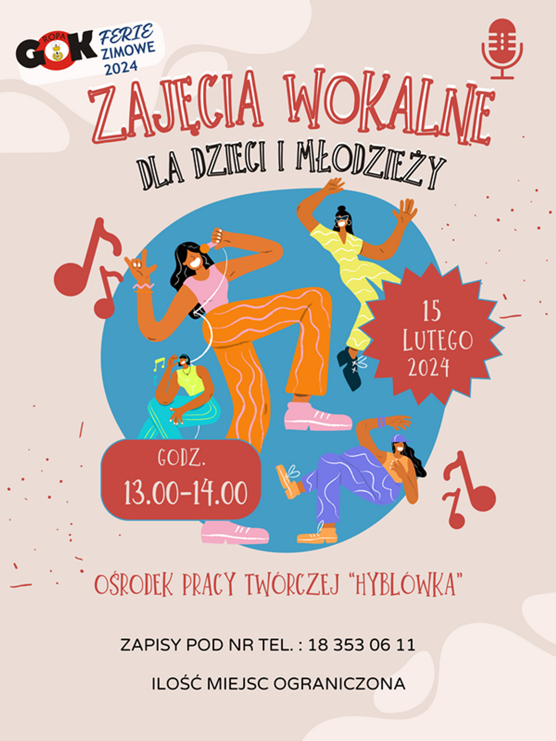 Ferie zimowe 2024 w Ropie. Zajęcia wokalne | halogorlice.info Ferie zimowe 2024 w Ropie. Zajęcia wokalne | halogorlice.info