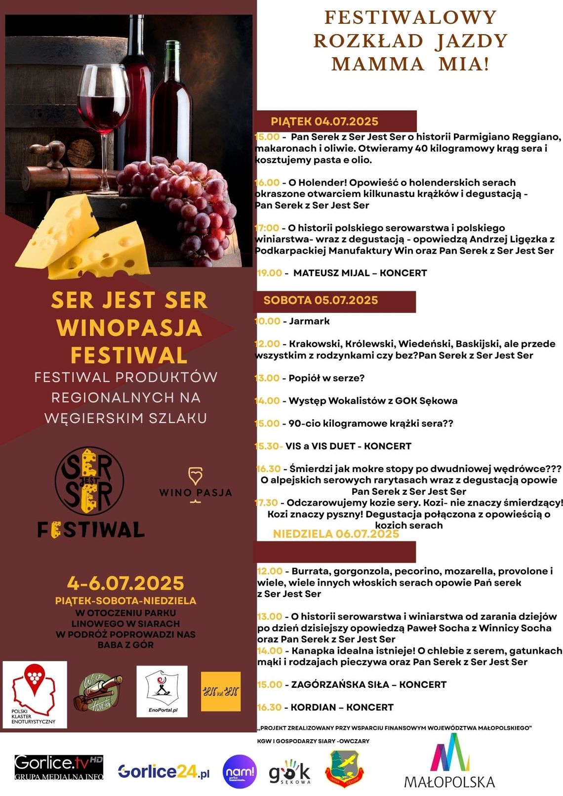 Plakat promujący festiwal sera i wina