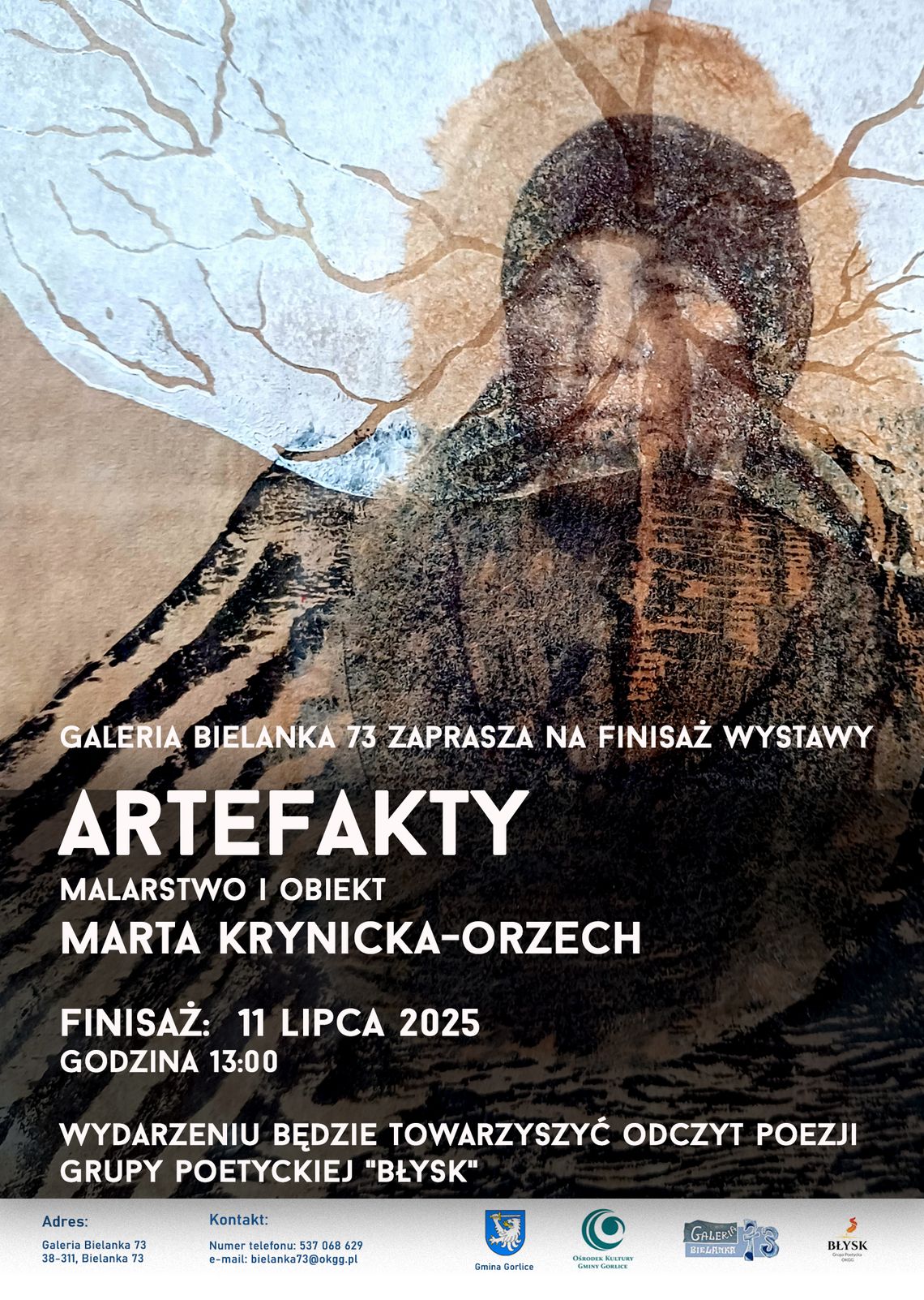 Finisaż wystawy pt. „ARTEFAKTY” autorstwa Marty Krynickiej-Orzech | halogorlice.info Plakat promujący Finisaż wystawy pt. „ARTEFAKTY” autorstwa Marty Krynickiej-Orzech