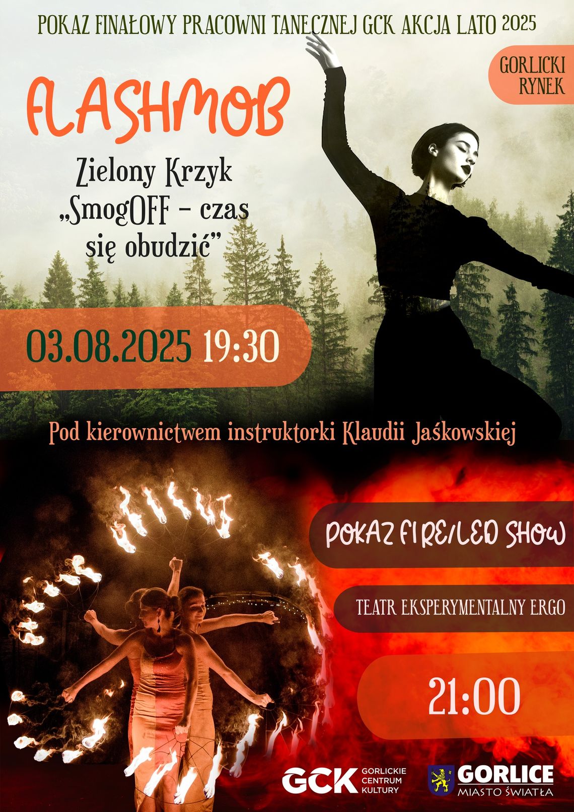 Plakat zapowiadający wydarzenie Flashmob Zielony Krzyk. SmogOFF – czas się obudzić