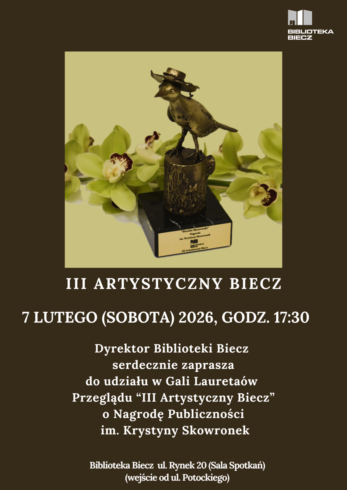 Plakat zapowiadający wydarzenie - Gala Laureatów Przeglądu “III Artystyczny Biecz”