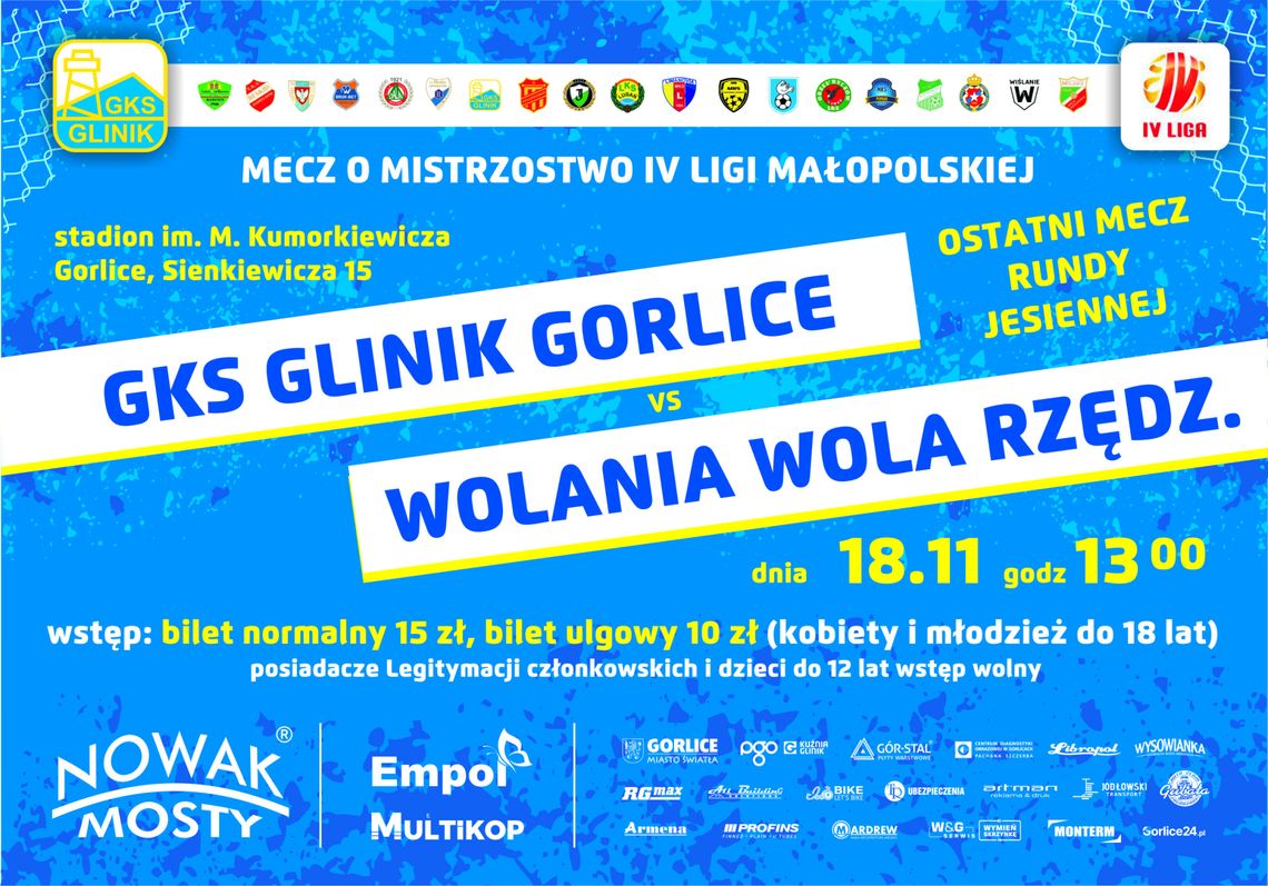 GKS Glinik Gorlice vs Wolania Wola Rzędzińska | halogorlice.info