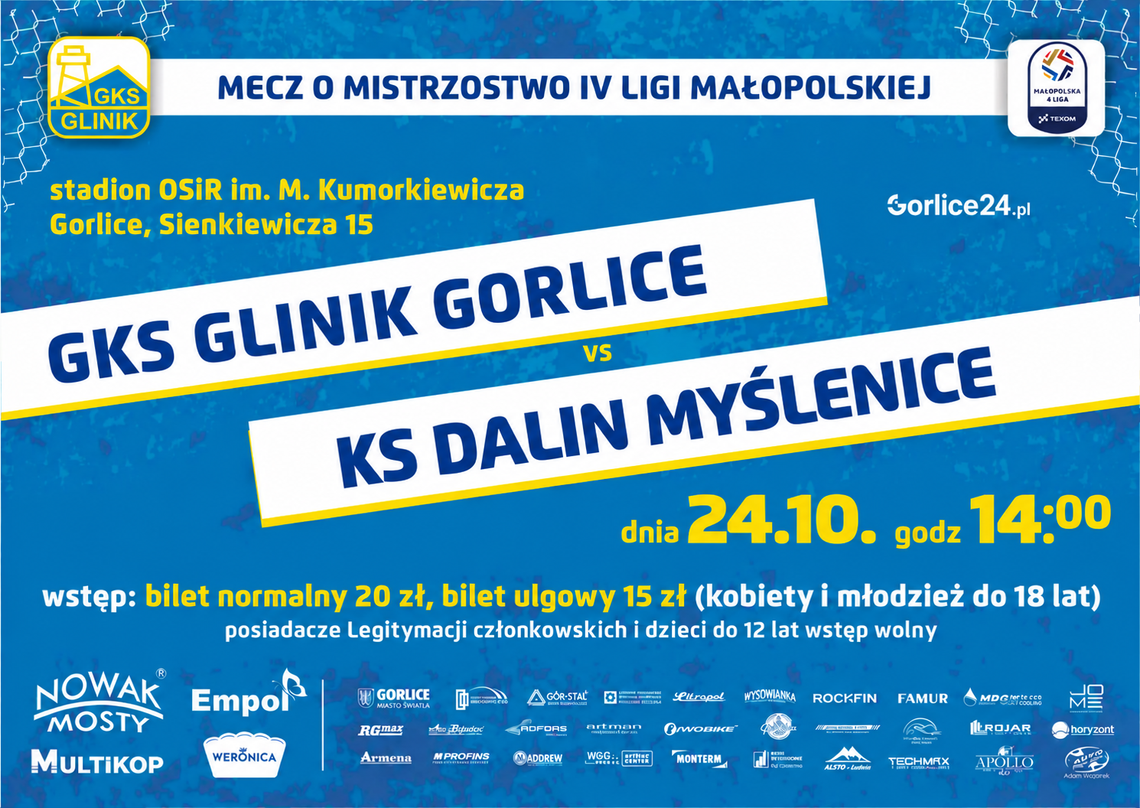 Glinik Gorlice – Dalin Myślenice. Mecz IV ligi małopolskiej | zapowiedzi wydarzeń - halogorlice.info