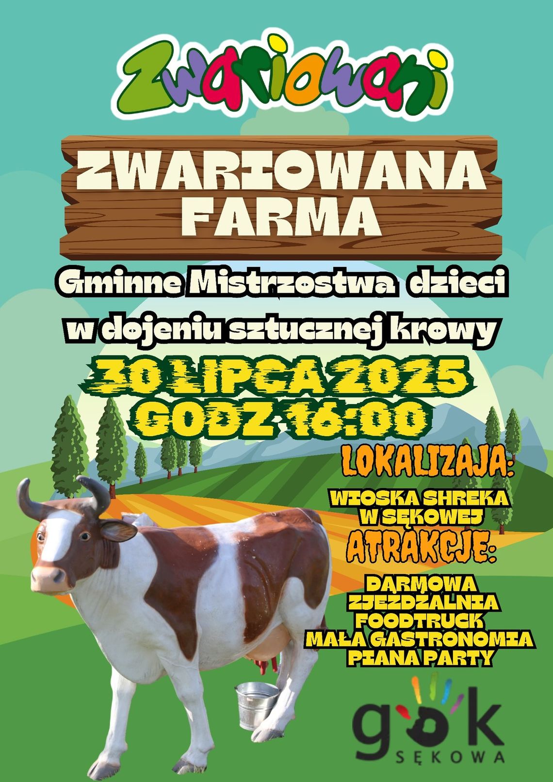Gminne Mistrzostwa dzieci w dojeniu sztucznej krowy | halogorlice.info Zdjęcie przedstawia plakat promujący wydarzenie Gminne Mistrzostwa dzieci w dojeniu sztucznej krowy