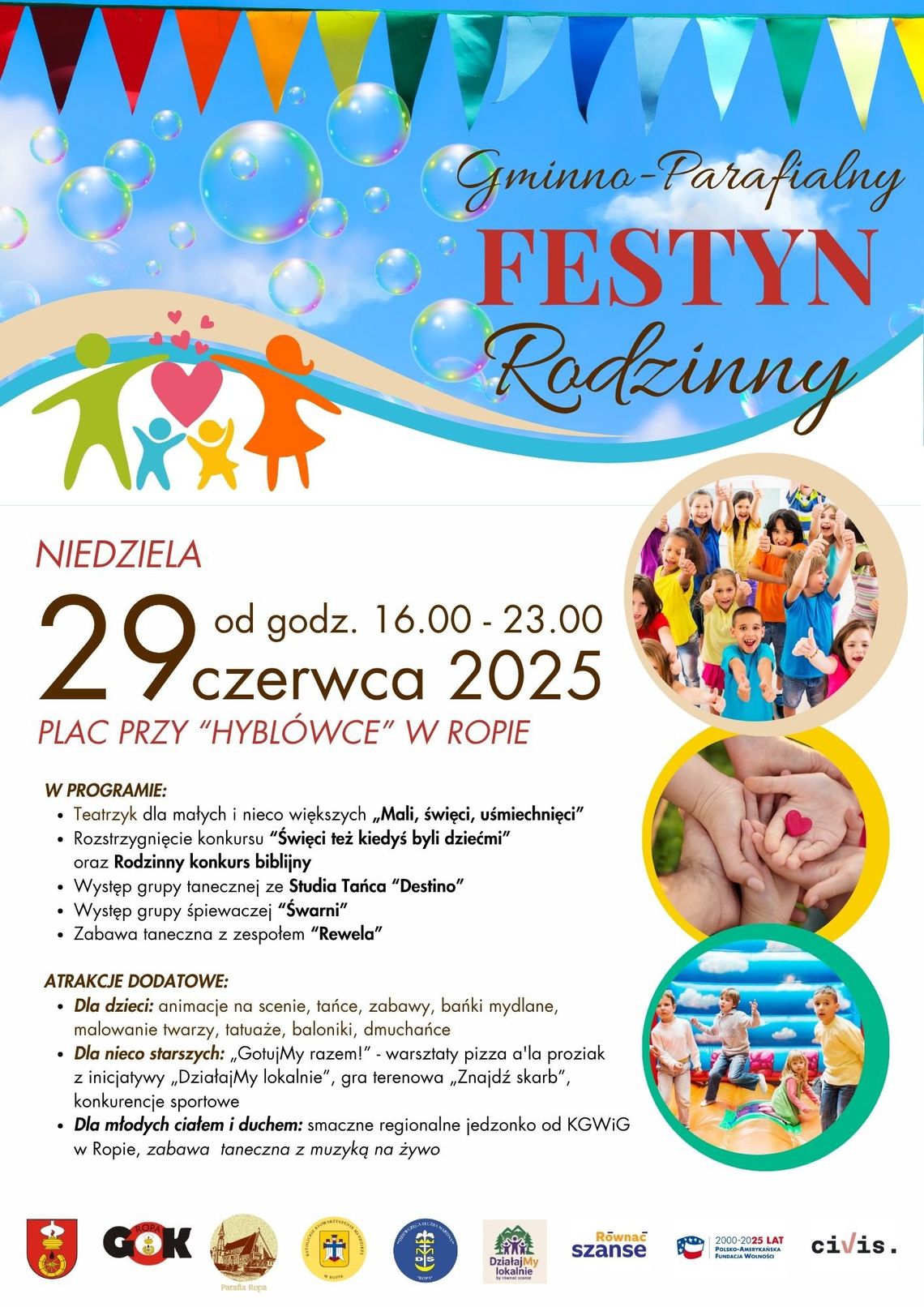 Gminno-parafialny festyn rodzinny w Ropie | zapowiedzi imprez – halogorlice.info Plakat zapowiadający wydarzenie Gminno-parafialny festyn rodzinny w Ropie