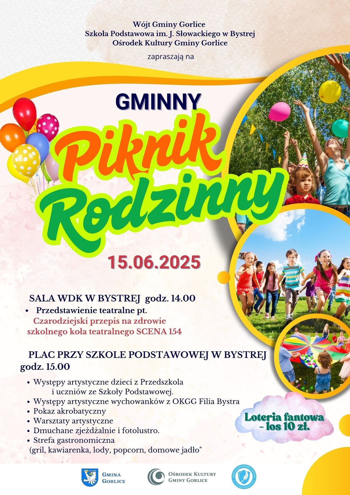 Plakat zapowiadający wydarzenie Piknik Rodzinny w Bystrej
