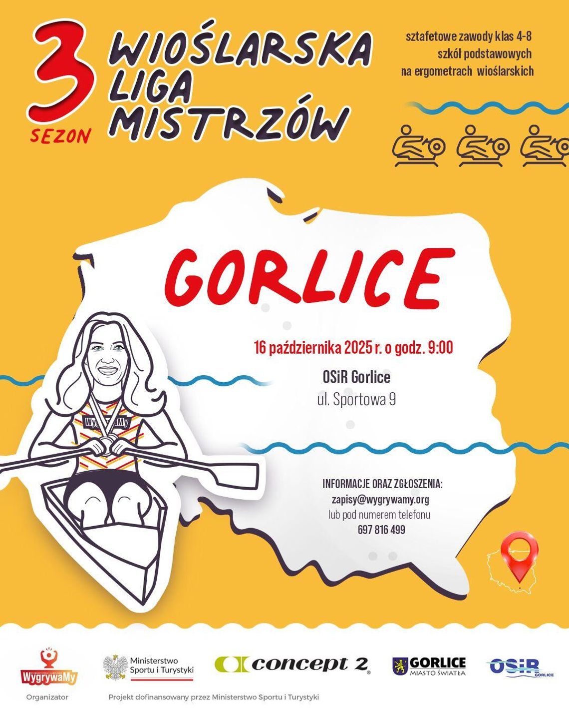 Gorlice w III edycji „Wioślarskiej Ligi Mistrzów” | zapowiedzi wydarzeń - halogorlice.info Plakat zapowiadający wydarzenie - Gorlice w III edycji „Wioślarskiej Ligi Mistrzów”