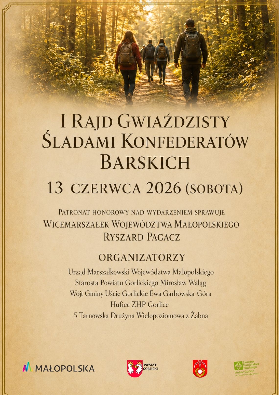 I Rajd Gwiaździsty Śladami Konfederatów Barskich | zapowiedzi wydarzeń - halogorlice.info zdjęcie przedstawia plakat promujący wydarzenie - I Rajd Gwiaździsty Śladami Konfederatów Barskich