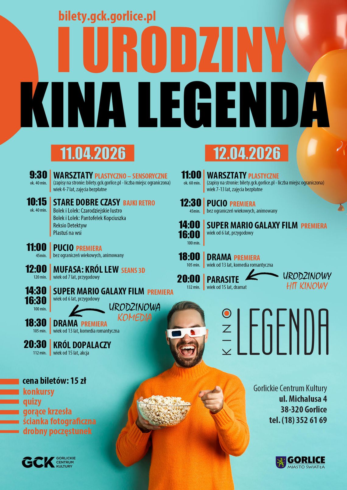 plakat zapowiadający wydarzenie - I Urodziny Kina Legenda