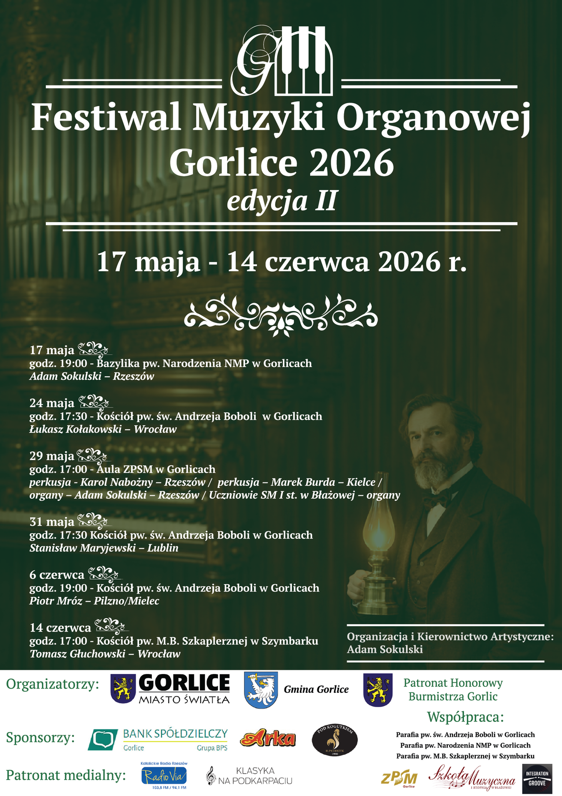 zdjęcie przedstawia plakat promujacy wydarzenie - II Festiwal Muzyki Organowej w Gorlicach