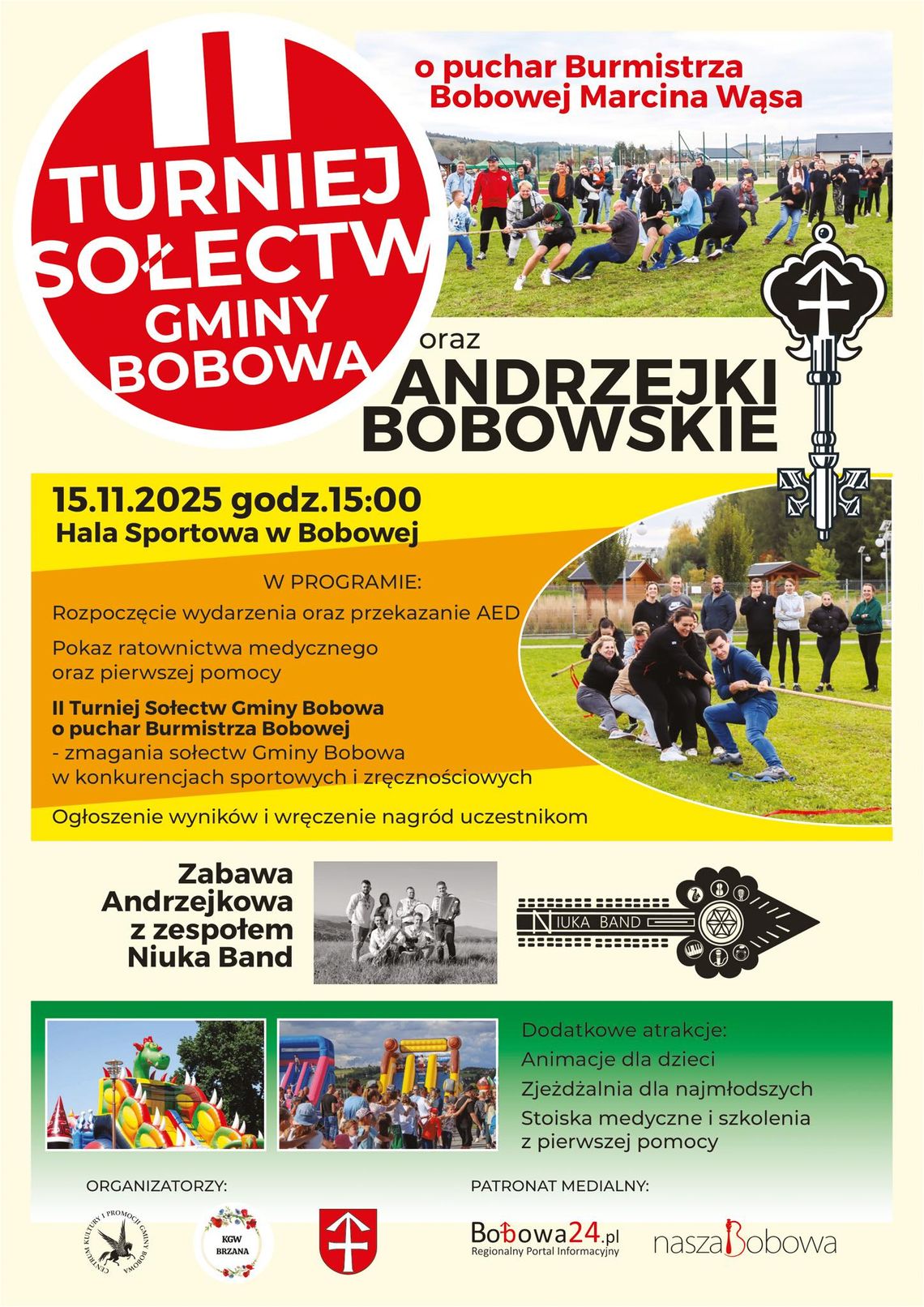 II Turniej Sołectw o puchar burmistrza Bobowej Marcina Wąsa | zapowiedzi imprez - halogorlice.info Plakat zapowiadający wydarzenie II Turniej Sołectw o puchar burmistrza Bobowej Marcina Wąsa