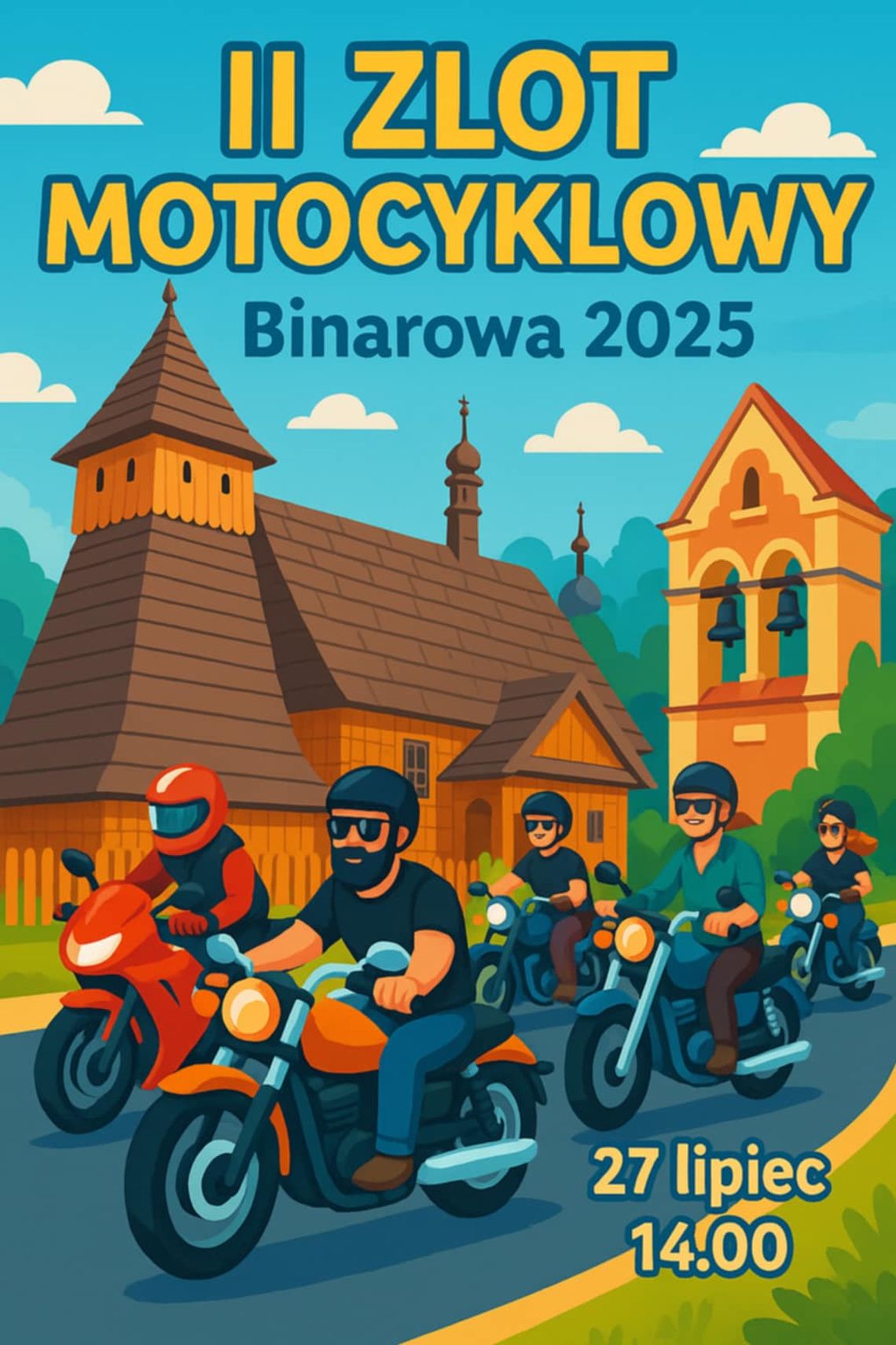 II Zlot Motocyklowy w Binarowej | halogorlice.info Plakat promujący wystawę: II Zlot Motocyklowy w Binarowej