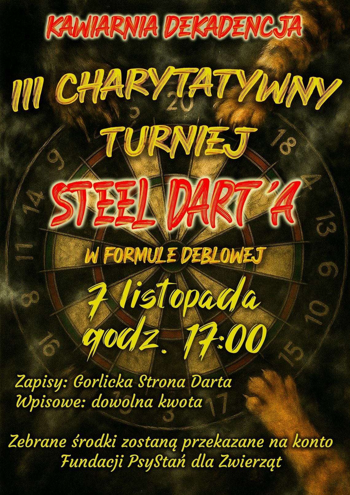 III charytatywny turniej Steel Dart'a | zapowiedzi wydarzeń - halogorlice.info plakat zapowiadający wydarzenie - III charytatywny turniej steel dart'a