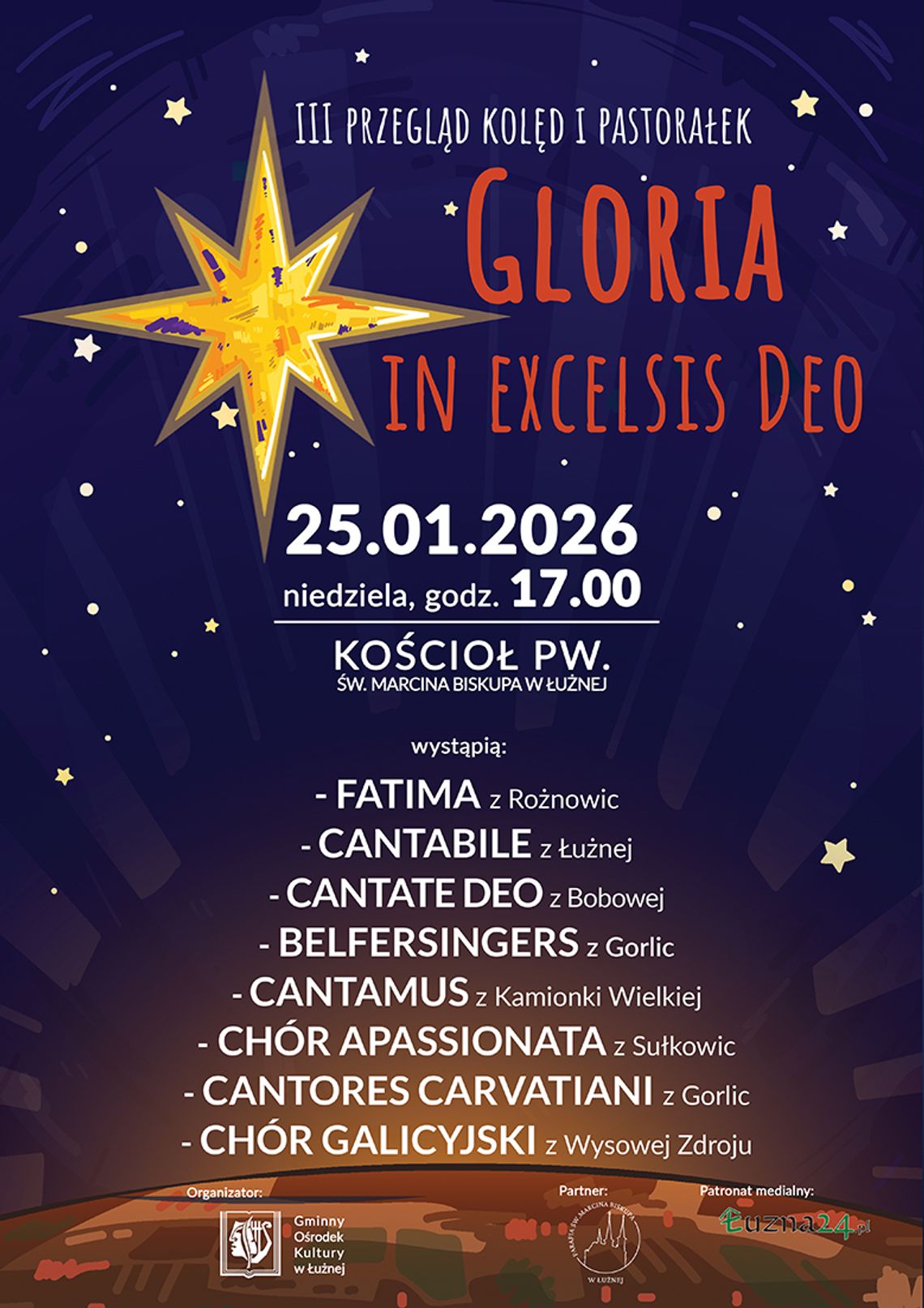plakat zapowiadający - III Przegląd Kolęd i Pastorałek „Gloria in excelsis Deo”
