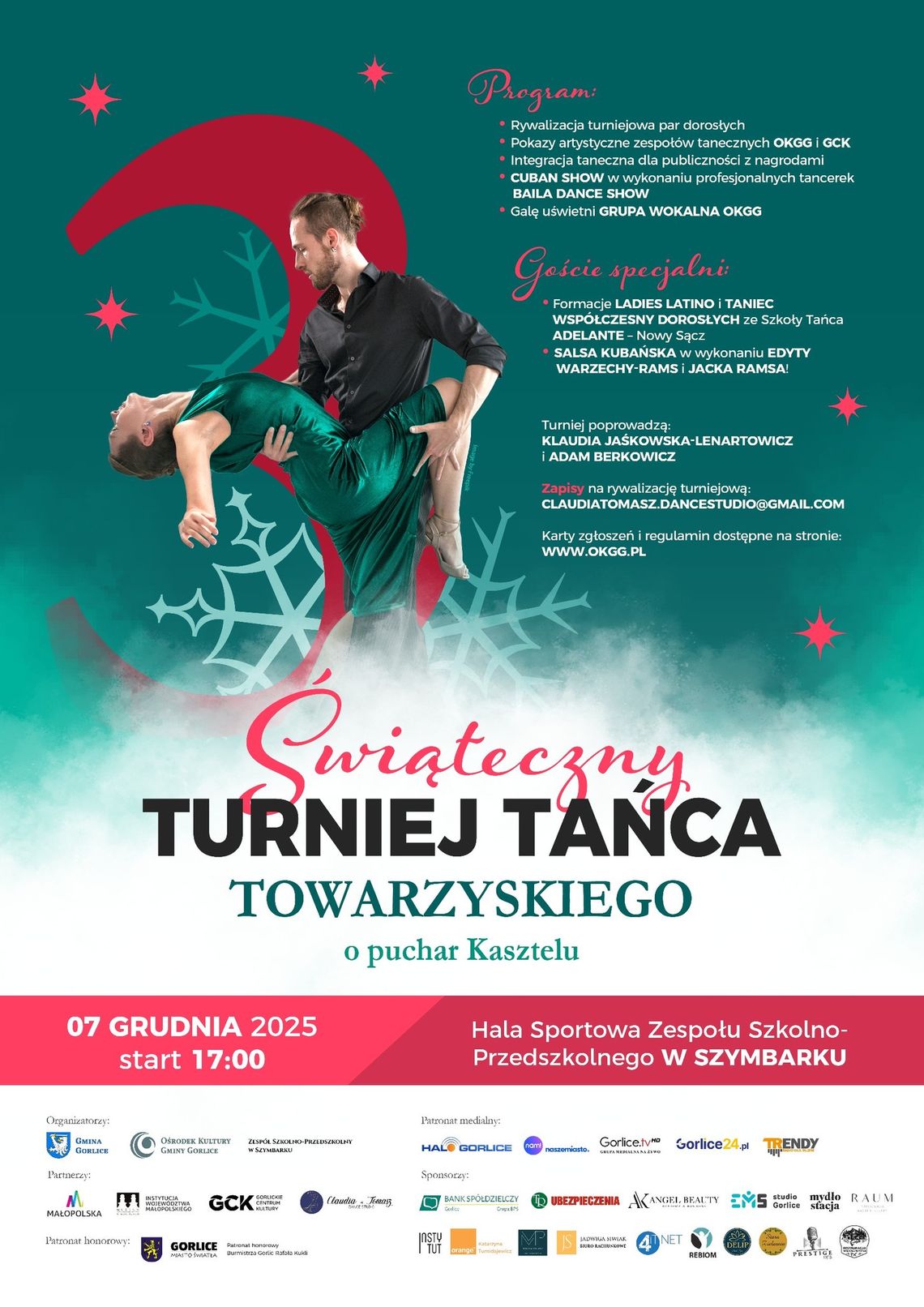 Plakat zapowiadający wydarzenie III Świąteczny Turniej Tańca Towarzyskiego o Puchar Kasztelu w Szymbarku