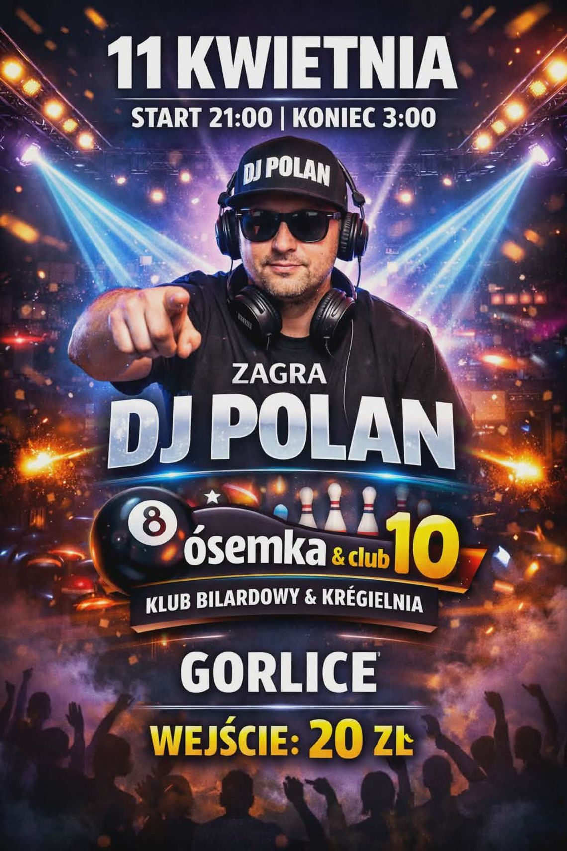 plakat zapowiadający wydarzenie - Impreza z DJ POLAN