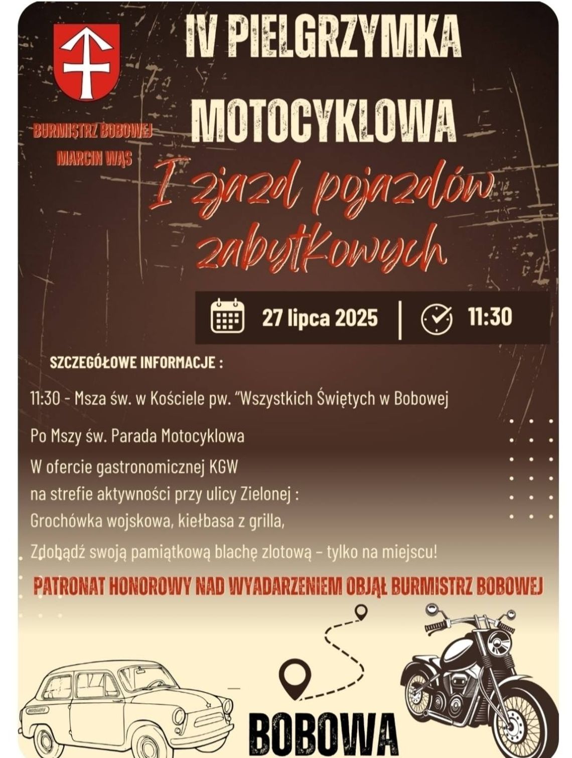 Plakat zapowiadający wydarzenie IV Pielgrzymka Motocyklowa