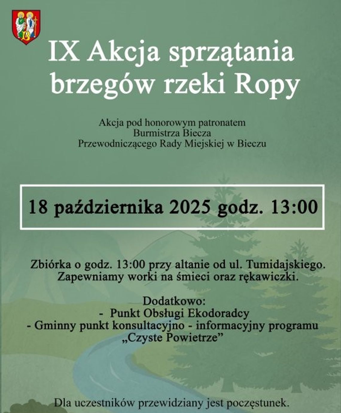 IX akcja sprzątania brzegów rzeki Ropy | zwiastuny wydarzeń - halogolice.info Zdjęcie przedstawia plakat promujący wydarzenie IX akcja sprzątania brzegów rzeki Ropy
