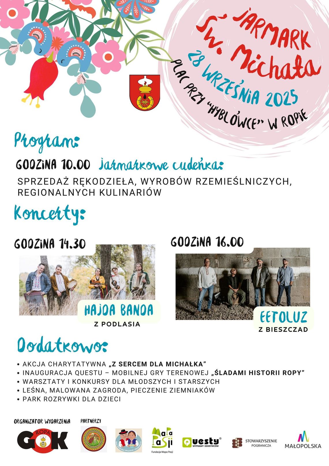 Zdjęcie przedstawia plakat promujący wydarzenie Jarmark św. Michała w Ropie