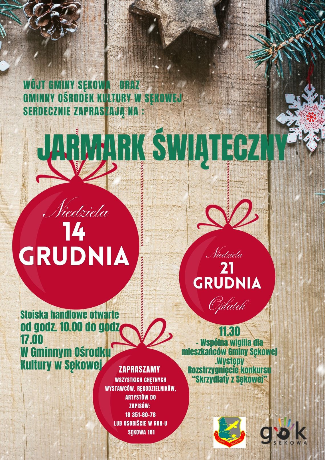 plakat zapowiadający wydarzenie jarmark świąteczny w Sękowej