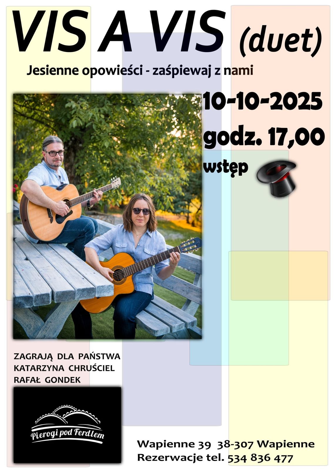 plakat zapowiadający wydarzenie Jesienne opowieści - zaśpiewaj z nami" VIS A VIS