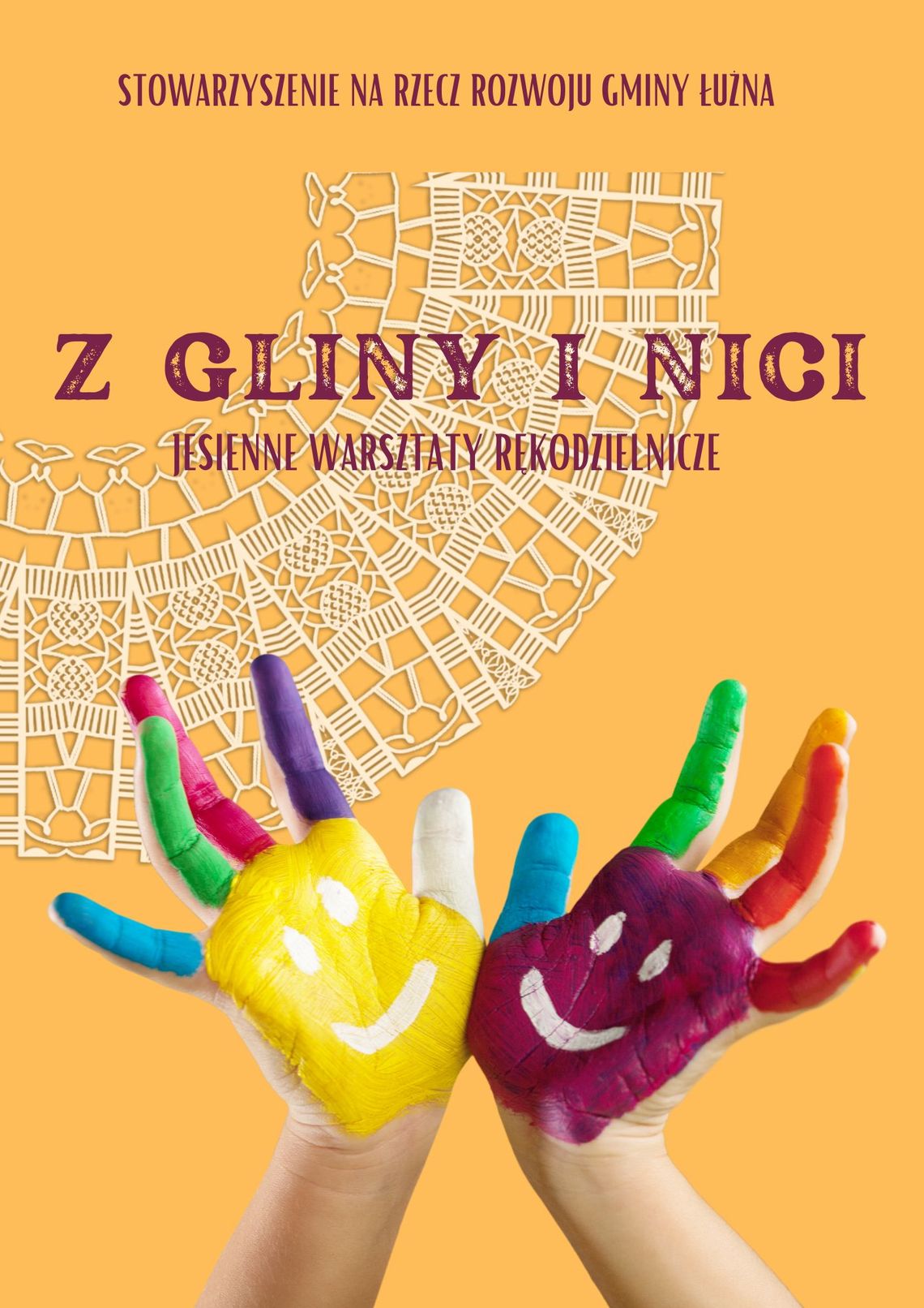 Jesienne warsztaty ceramiki i koronki klockowej | halogorlice.info Zdjęcie przedstawia plakat promujący wydarzenie jesienne warsztaty ceramiki i koronki klockowej