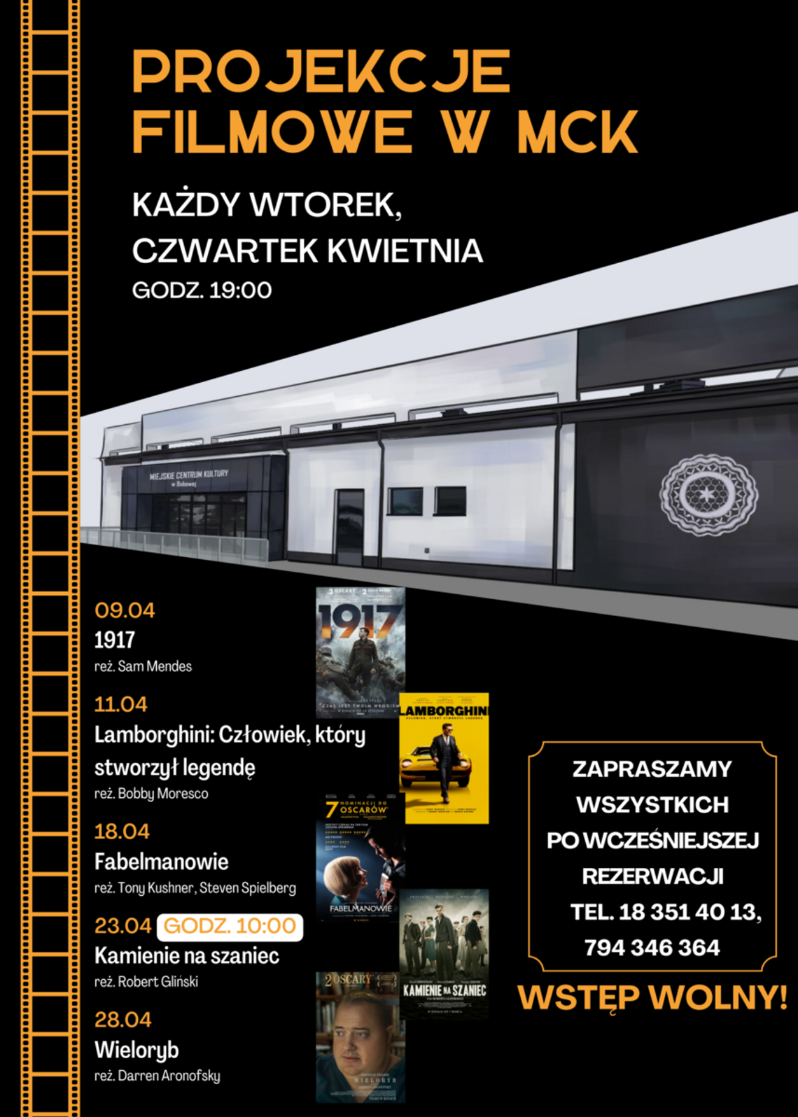 „Kamienie na szaniec” – Projekcje filmowe w MCK w Bobowej | halogorlice.info