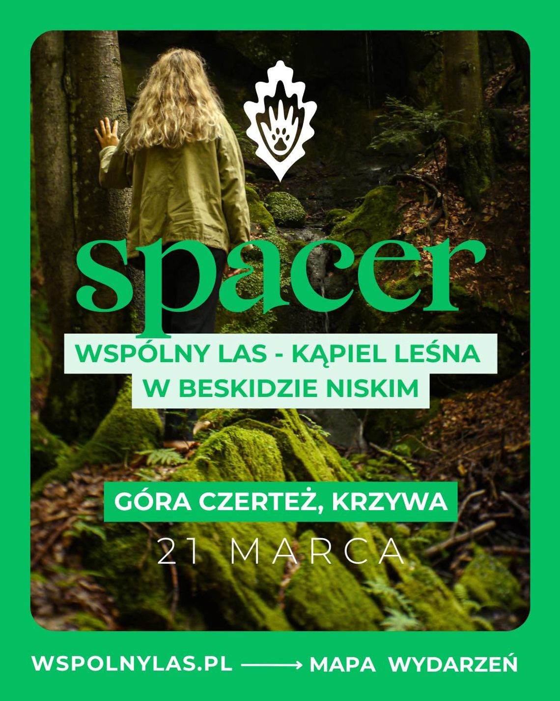 plakat zapowiadający wydarzenie - Kąpiel leśna w Krzywej