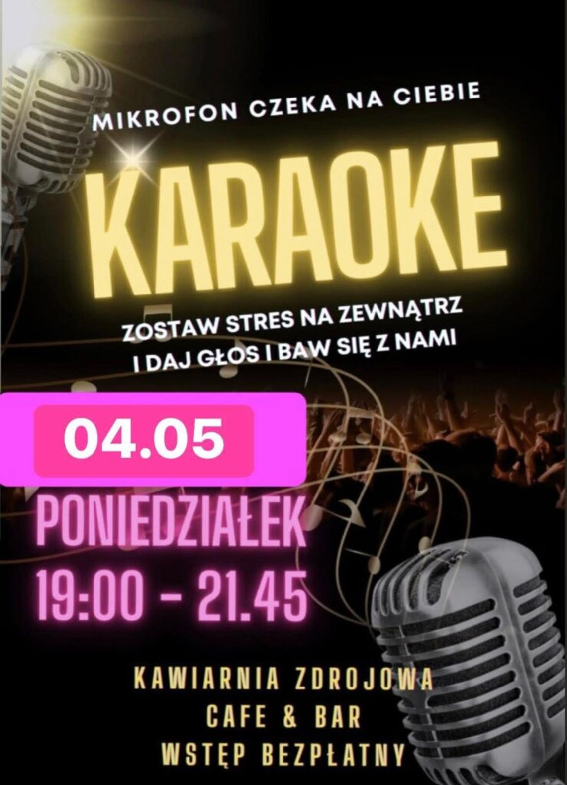 plakat zapowiadający wydarzenie - Wieczór z KARAOKE