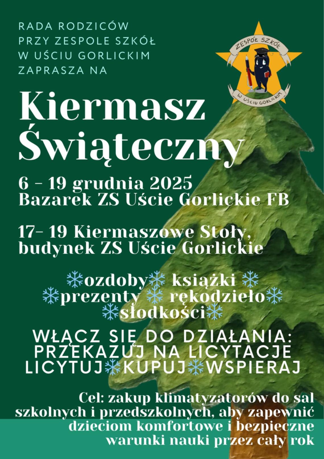Plakat zapowiadający wydarzenie Kiermasz Świąteczny w Uściu Gorlickim