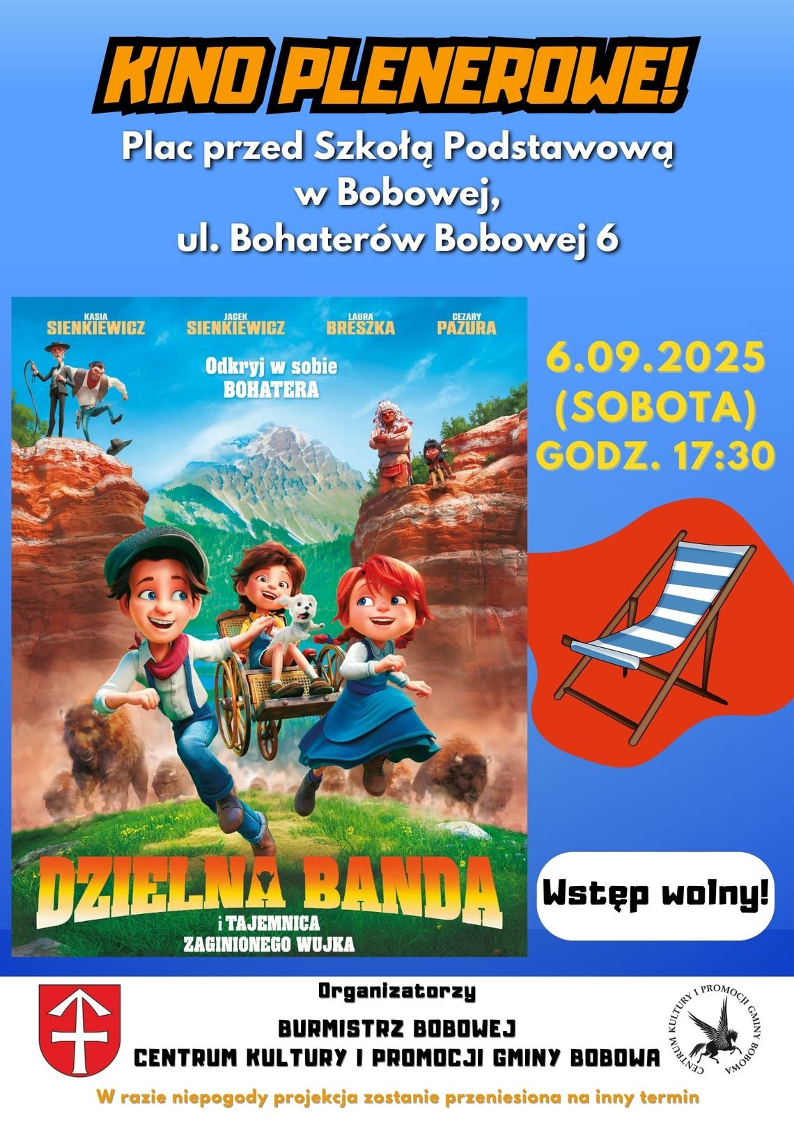 Kino plenerowe w Bobowej | halogorlic.info Zdjęcie przedstawia plakat promujący wydarzenie Kino plenerowe w Bobowej