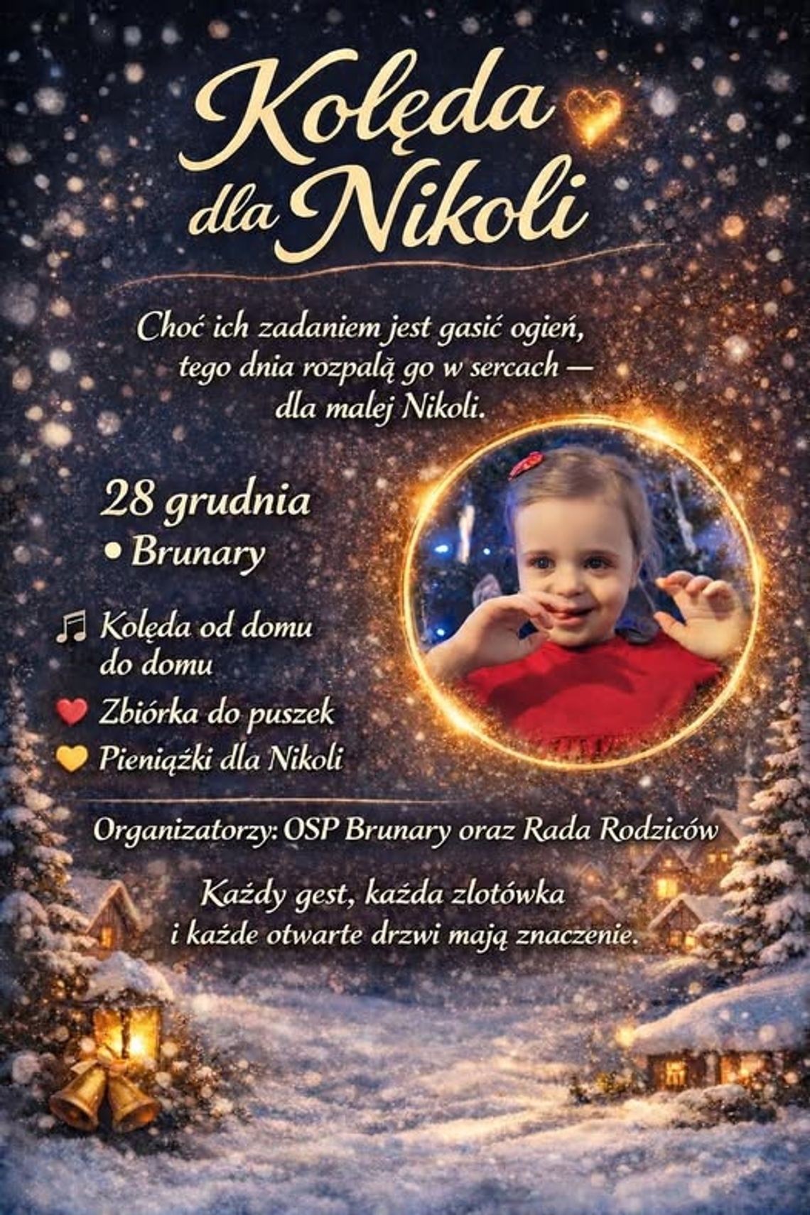 Plakat zapowiadający wydarzenie - Kolęda dla Nikoli w Brunarach