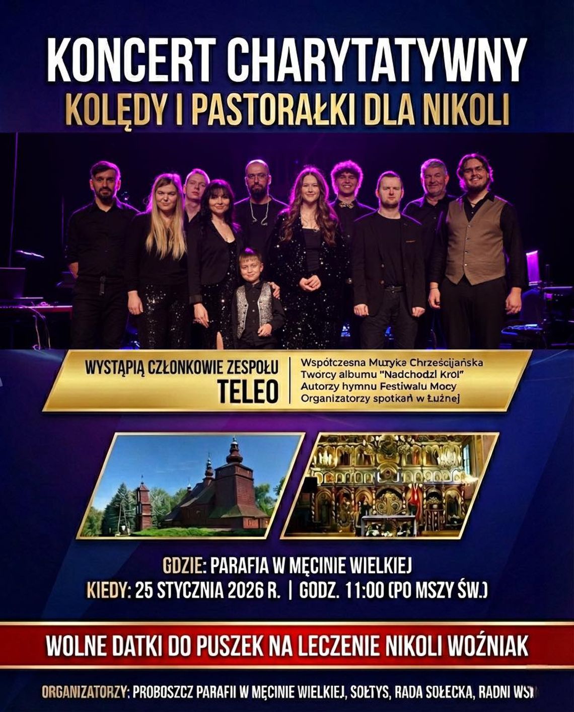 Plakat zapowiadający wydarzenie - Koncert charytatywny „Kolędy i pastorałki dla Nikoli”