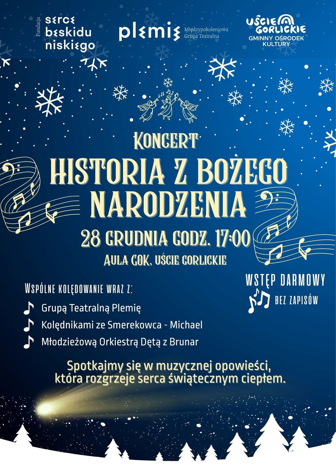 Plakat zapowiadający wydarzenie - Koncert „Historia z Bożego Narodzenia”