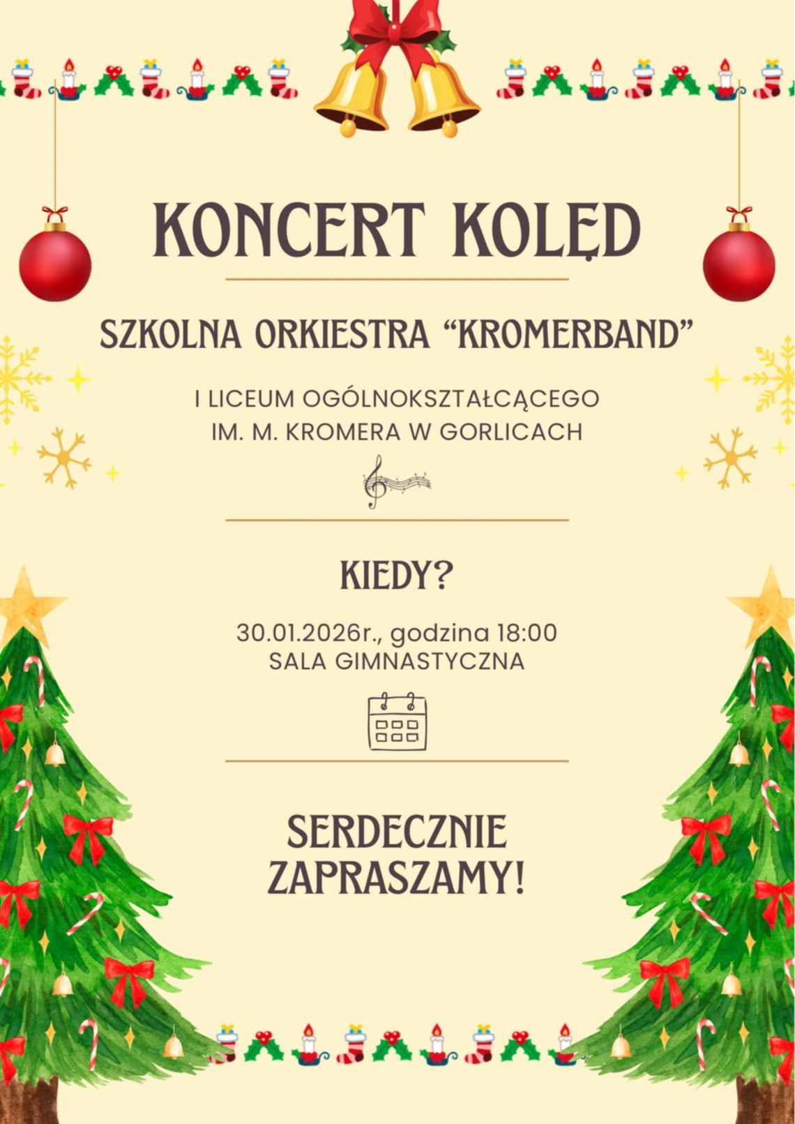plakat zapowiadający wydarzenie - Koncert kolęd w Kromerze