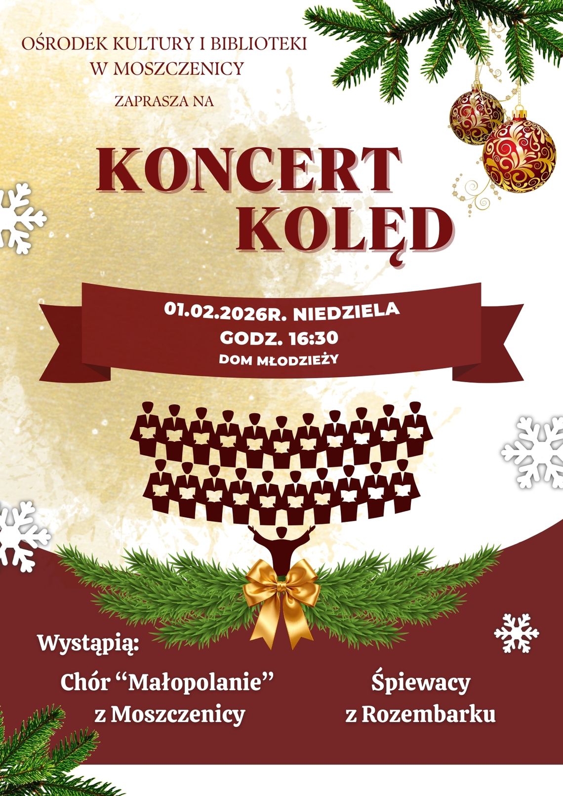 Koncert kolęd w Moszczenicy | zapowiedzi wydarzeń - halogorlice.info Plakat zapowiadający wydarzenie - Koncert kolęd w Moszczenicy