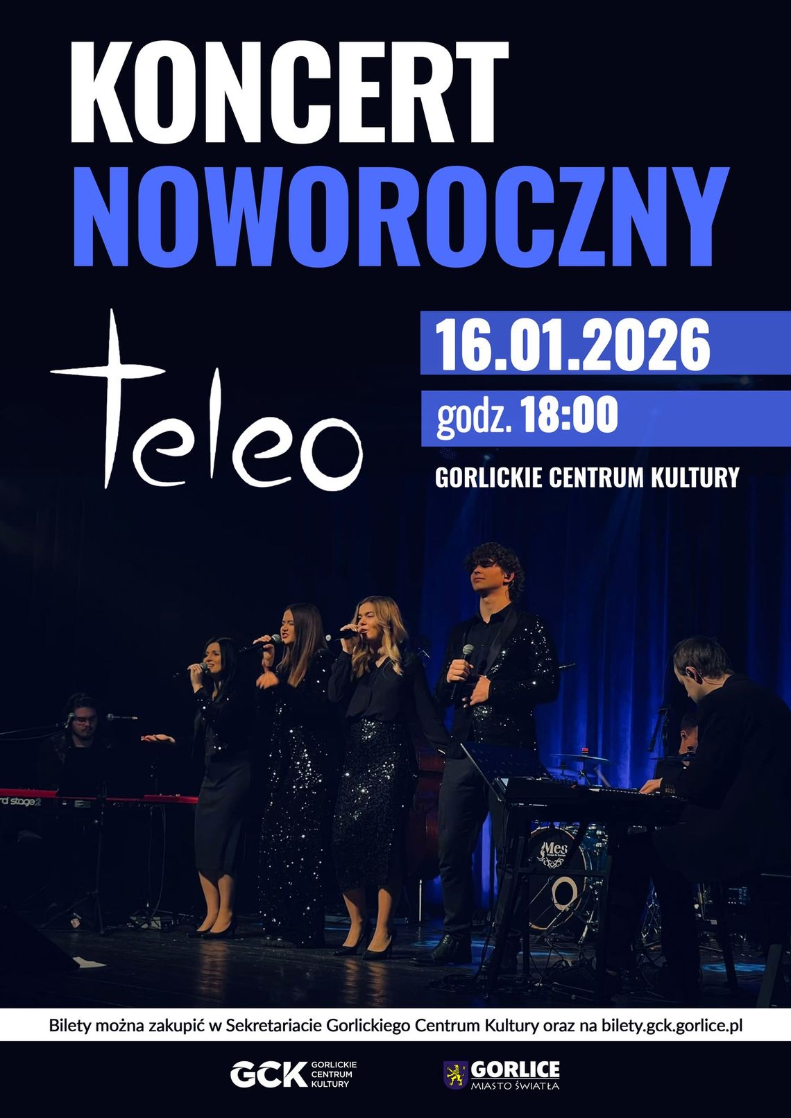 plakat zapowiadający wydarzenie -  Koncert Noworoczny w wykonaniu Zespołu TELEO