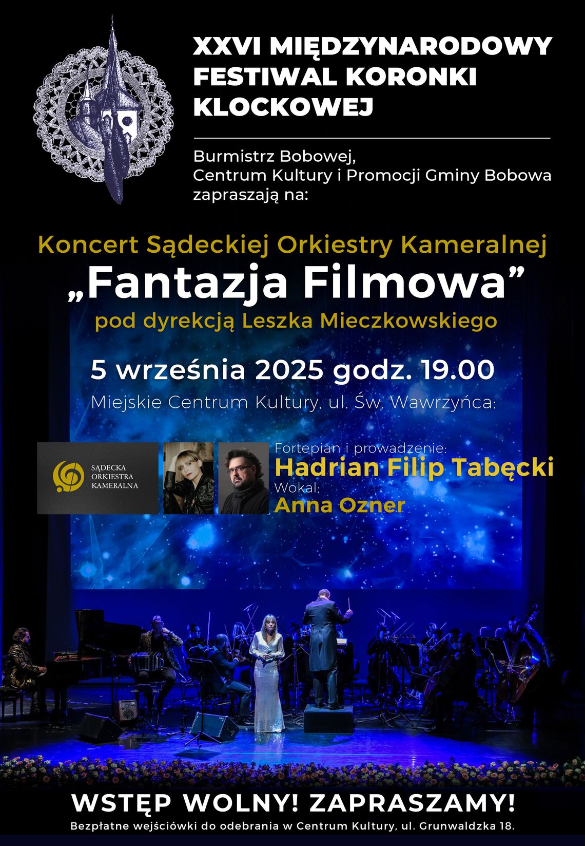 Koncert Sądeckiej Orkiestry Kameralnej: Fantazja Filmowa | halogorlice.info Zdjęcie przedstawia plakat promujący wydarzenie Koncert Sądeckiej Orkiestry Kameralnej: Fantazja Filmowa