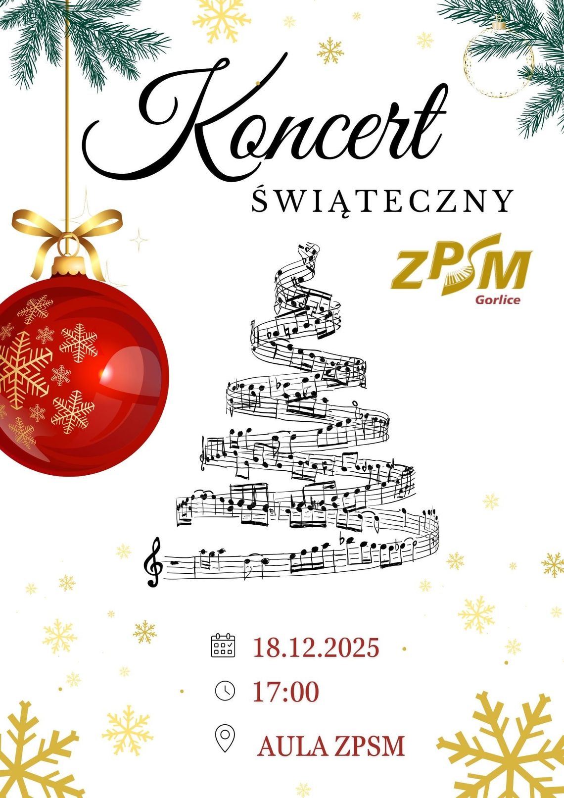 Plakat zapowiadający wydarzenie - Koncert Świąteczny