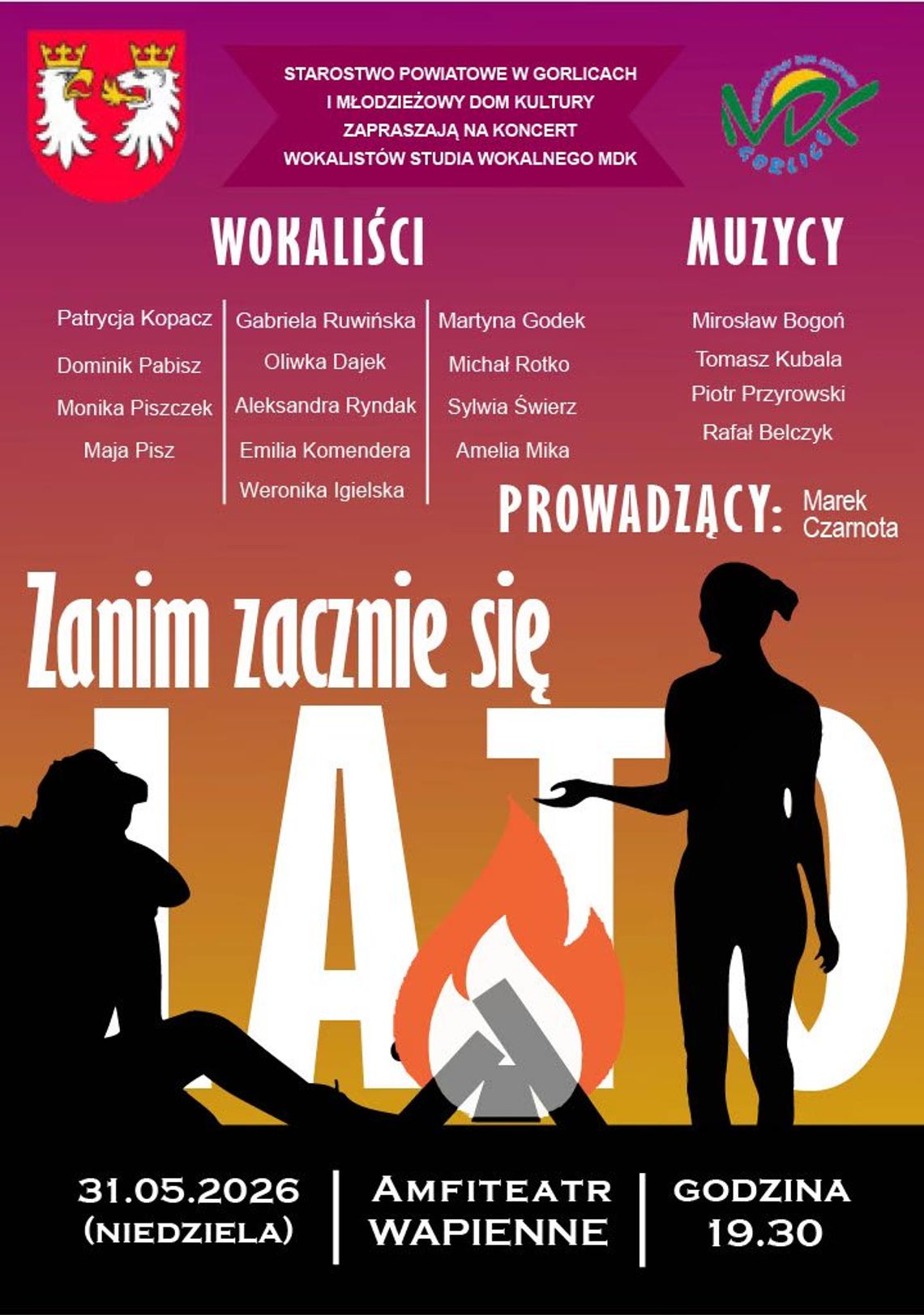Koncert wokalistów MDK „Zanim zacznie się lato” | zapowiedzi wydarzeń - halogorlice.info zdjęcie przedstawia plakat promujący wydarzenie - Koncert wokalistów MDK „Zanim zacznie się lato”