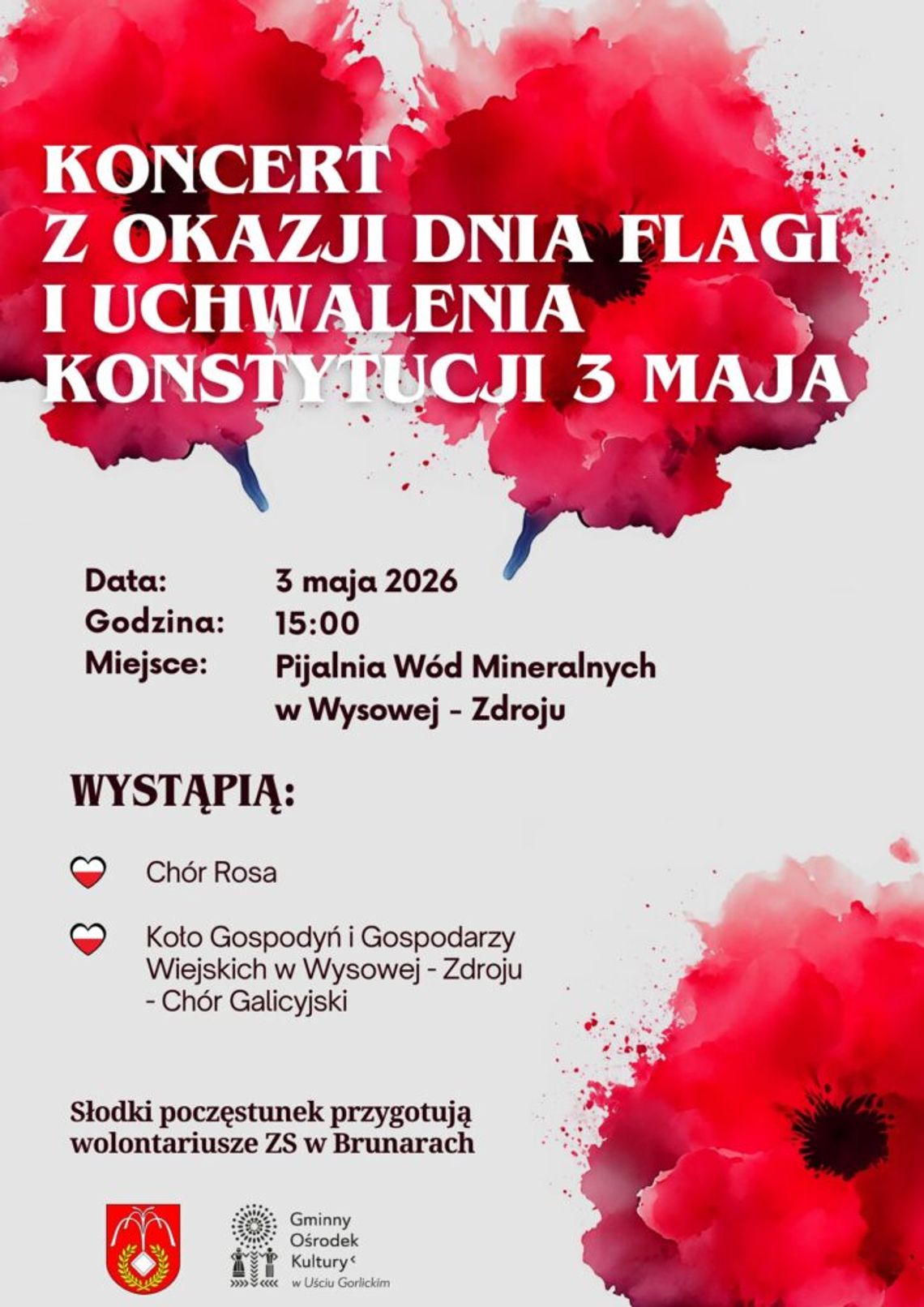 plakat zapowiadający wydarzenie - Koncert z okazji Dnia Flagi i Uchwalenia Konstytucji 3 Maja